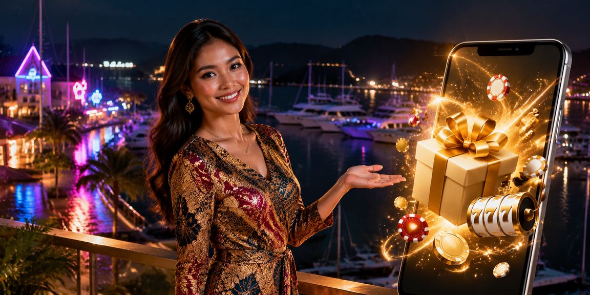 Pemain mengakses meja poker melalui telefon pintar dengan motif batik Langkawi
